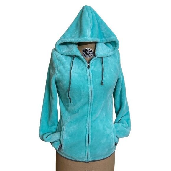 No boundaries turquoise ultra plush fleece full zip hoodie size Junior 7-9 - Picture 3 of 11